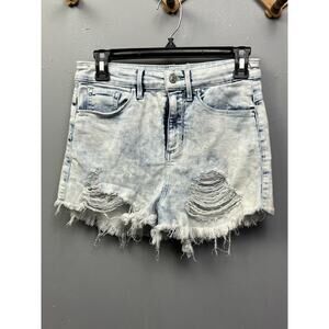 Guess Shorts Womens 28 Triangle Logo Jean Daisy Dukes Low Rise Acid Wash